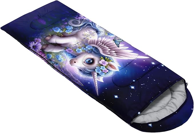 HOSIMA Kids Cute Dog Sleeping BagDifferent Pet Dogs Pattern Cold Weather Gear for CampingAnimal Themed with Christmas Tree Print Waterproof Sleeping Bags for Outdoors Hiking.