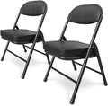 Mini Padded Folding Chairs Garage Stool Portable Camping Chair with Cushion Lightweight Lawn Chair for Outdoor Sports Events Patio Fishing Hiking Hunting Picnic Beach (Black 2 Pack)