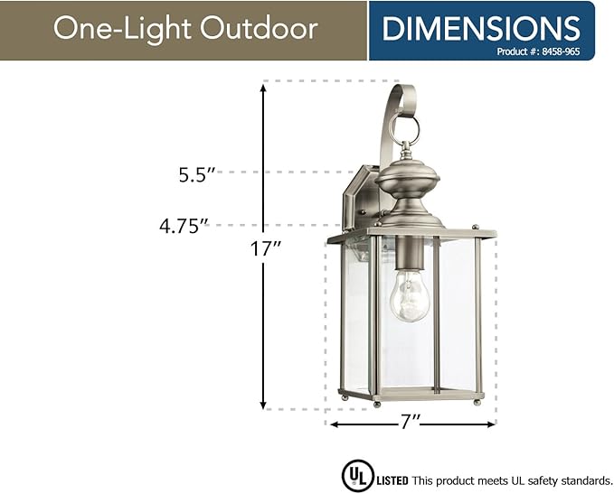 Sea Gull 8458-965 One Light Antique Brushed Nickel LanternSilver