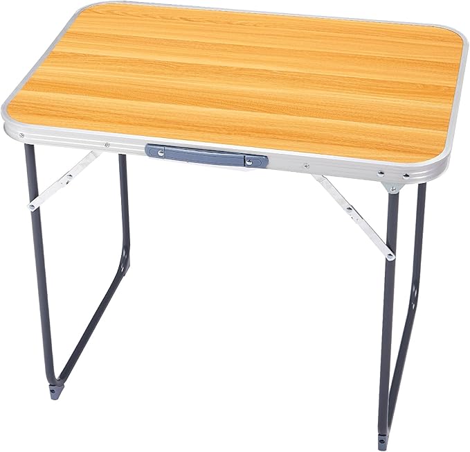 Folding Camping Table2.3FT Aluminum Folding Picnic TableHeavy Duty Utility TableIndoor Outdoor Portable Lightweight with Carrying Handlefor BackyardPicnicPartyBBQ (Wood Grain)