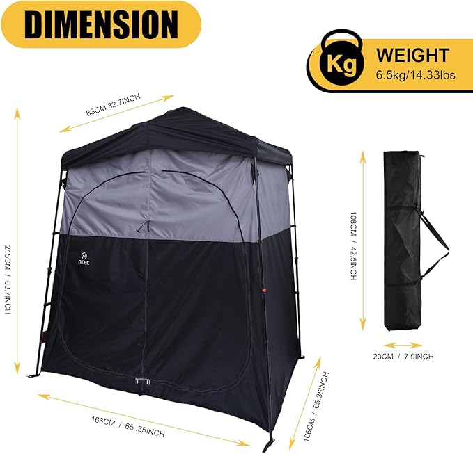 CDEN Camping Shower Tent Outdoor Shower Enclosure Camping Shower Outdoor Bathroom Pop Up Changing Tent Oversize