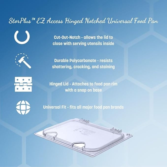 Carlisle FoodService Products StorPlus EZ Access Lid Cover for 1/3 Size Food Pans Double Notched 12.75 x 7 6 Count Clear