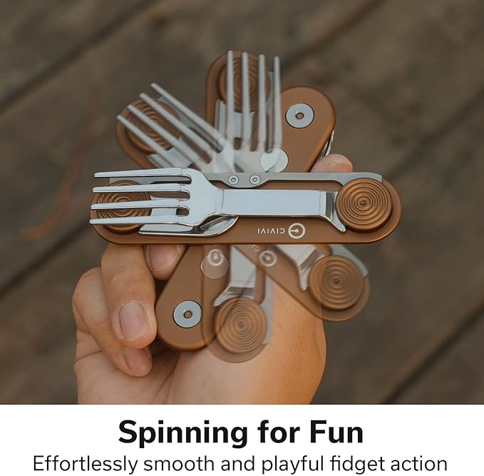 CIVIVI Partake 4-in-1 Camping Utensil Detachable Stainless Steel Folding Knife Fork Spoon &amp Bottle Opener Multi-Tool with Waxed Canvas Pouch for Travel Camping Hiking C24032C-2 Coyote Brown