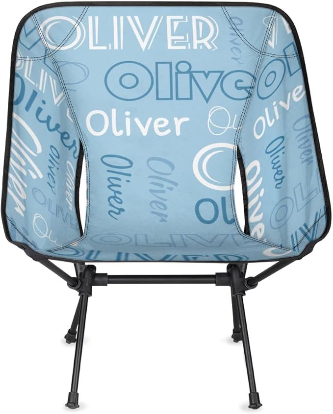 Custom Camping Chair Personalized Portable Backpacking Chair with Name Lightweight Folding Chair for Beach Hiking Light Blue