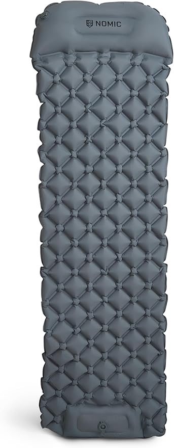 Nomic SOLAIR Self Inflating Sleeping Pad with Built-in Foam Pump 30s Inflate / 5s Deflate Integrated 5 Pillow 77 x 23 x 2 in Est. R-Value 2
