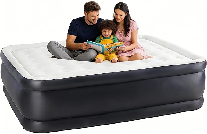 Simple Deluxe Camping Air Mattress with Built-in Electric High-Speed Pump Blow Up Inflatable Airbed with Carrying Bag for Home Guests &amp Travel Waterproof Foldable Portable