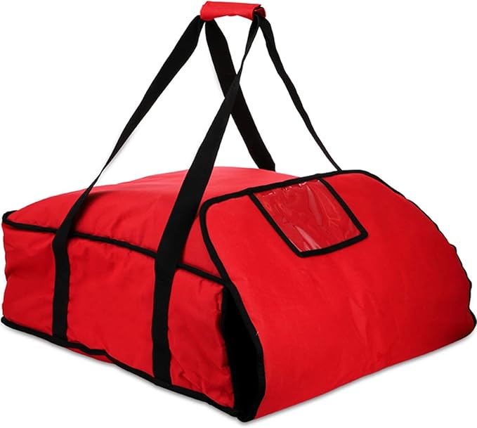 DEAYOU Large Pizza Bag Insulated Pizza and Food Delivery Bag Professional Thermal Pizza Warmer Bag Hot Pizza Carriers for Transport Moisture Free Heavy Duty 22 x 22 x 8 Red