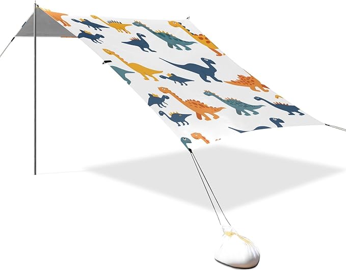 Dinosaurs Camping Sun Shelter Beach Tent Portable Beach Sun Shade Outdoor Canopy for Camping Trips Fishing Picnic
