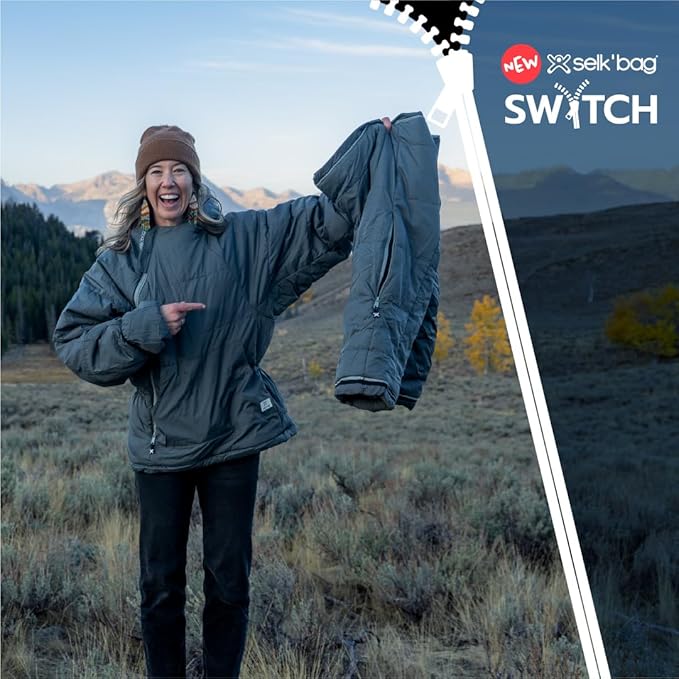 Selk'bag SWYTCH Original Wearable Sleeping Bag &amp Jacket | Convertible 2-in-1 Design Water-Resistant Eco-Friendly for Camping Hiking Travel Skiing and Casual Use
