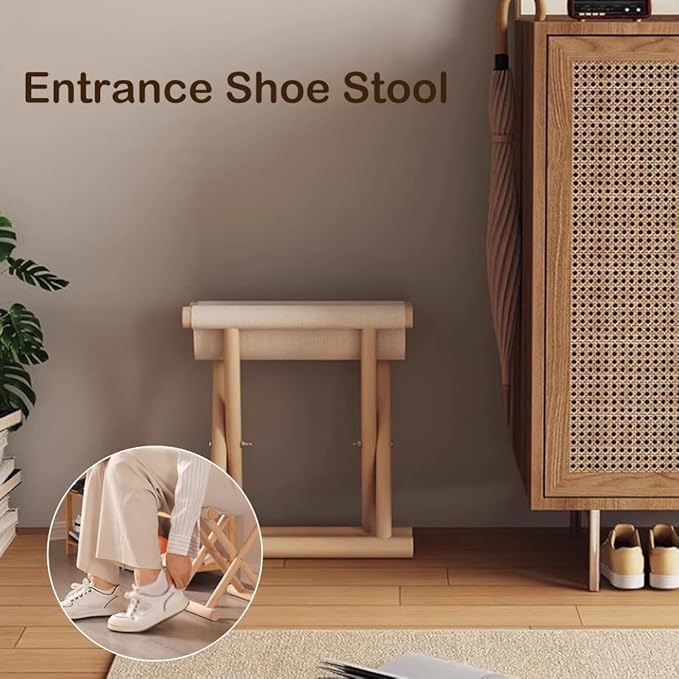 Small Chair Stools Folding Short Stool Camping Fishing Chair Shoe Bench for Hallway Foot Stool Under Desk Small Solid Wood Kids Chair Footstool for Living Room Outdoor(Blue)