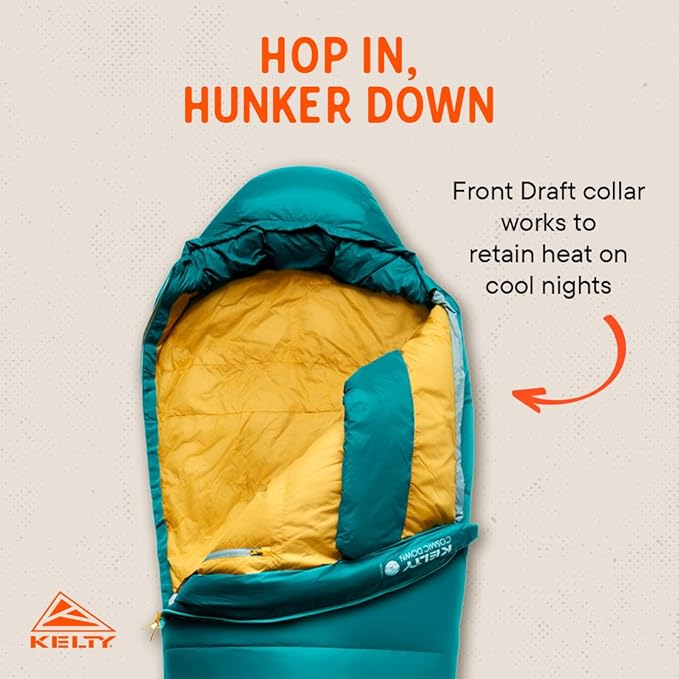Kelty Cosmic 20 Down Mummy Sleeping Bag for Backpacking Campers 550 Fill Power Recycled Fabrics with PFAS-Free DWR Designed in Sunny Colorado