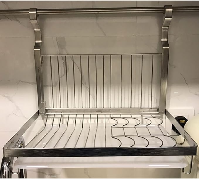 Stainless Steel Wall-Mounted Kitchen Shelf Dish Rack Drainer Basket Space-Saving Kitchen nizer for Home and Restaurant Use