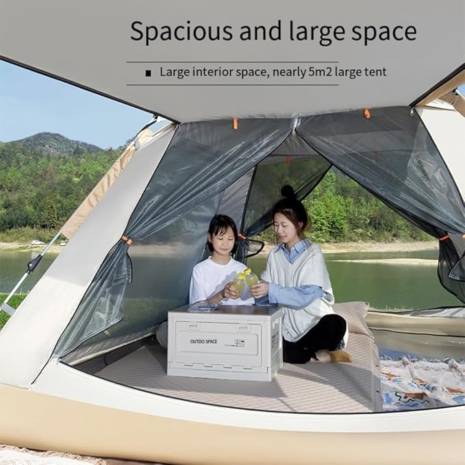 Outdoor Camping Tent Canopy 2-in-1 3-4 People Beach Fully Automatic Portable Folding Camping Equipment