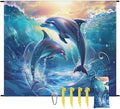 Ocean Dolphins Beach Blanket Waterproof Sandproof Sea Dolphins Extra Large Beach Mat Sand Free Quick Drying Lightweight Durable Outdoor Picnic Blanket for Travel Camping Hiking