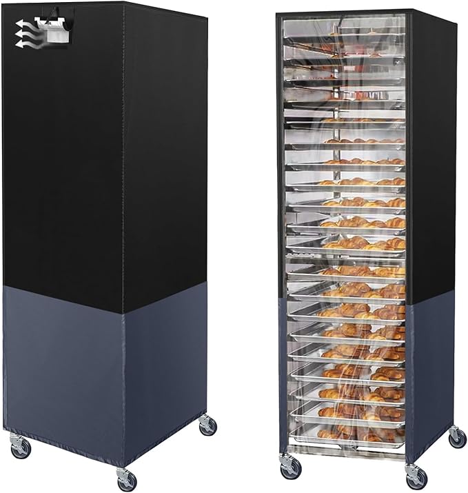 SUDIWEI Commercial Bread Racks Cover with Zipper 20tier Sheet Pan Rack/Bun Pan Rack Cover with Vents 23X28X64 Kitchen Brkery Rack Cover Waterproof Bakery Single Rack Covers