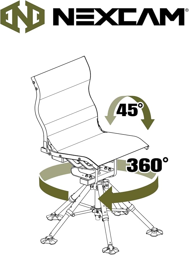NEXCAM® AXIS RG 360 Explorer. Rocking Chair. Dual-axis Swivel and Tilting Chair. Camp. Fish. Hunt. Patent Pending