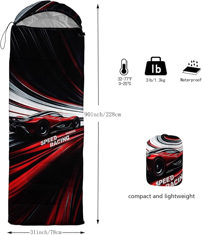 Print sleeping bagsleeping bagsOutdoor Camping Sleeping BagSuitable For Children Boys And Girls PortableWaterproofCompact And LightweightGreat For Outdoor CampingBackpacking And Hiking