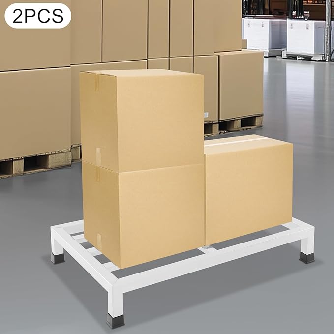 2 Pack Stainless Steel Dunnage Rack 23.6Lx15.7Wx3.9H Heavy-Duty Food Service Storage Racks 550lbs Capacity Each Commercial Floor Racks for Kitchen Garage Restaurant Utility Room