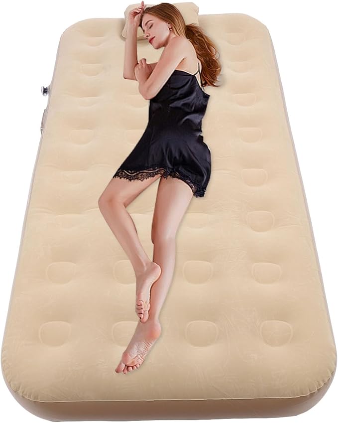 74.8in Self Inflating Air Mattress Blow Up Mattress Inflatable Sleeping Mat with Built in Pump Soft Flocking Layer 190CM for Camping Home Travel Guests