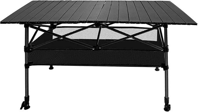 4FT Camping Table 47 x 21 Steel Fold Up Lightweight Table Adjustable Height Folding Picnic Table with Carry Bag for Camping Picnic Backyard BBQ Patio