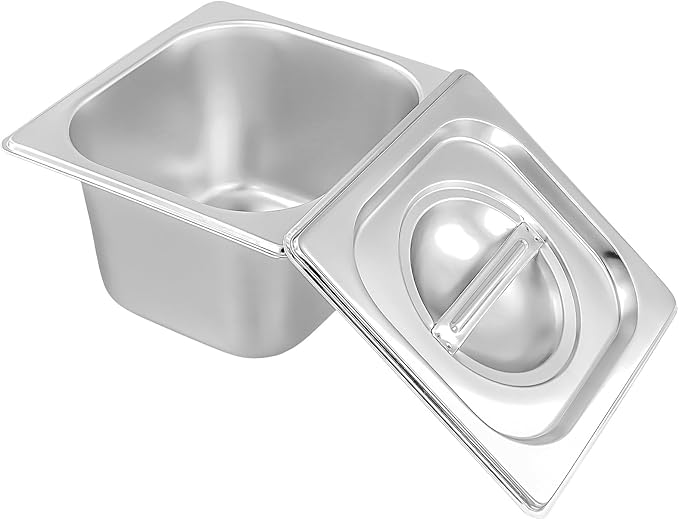5 Pack 1/6 Size Anti-Jam Hotel Pans 4 Inch Deep Stainless Steel Hotel Pans with Lid Catering Storage Steam Pan for Home Restaurant Buffet