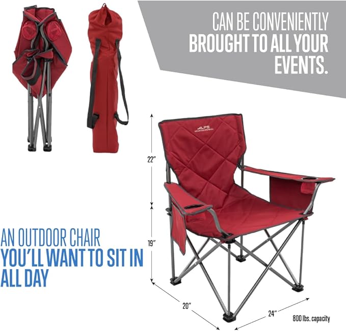ALPS Mountaineering King Kong Camping Chairs for Adults with Mesh Cup Holders and Pockets Built Durable and Reliable with Compact Foldable Steel Frame
