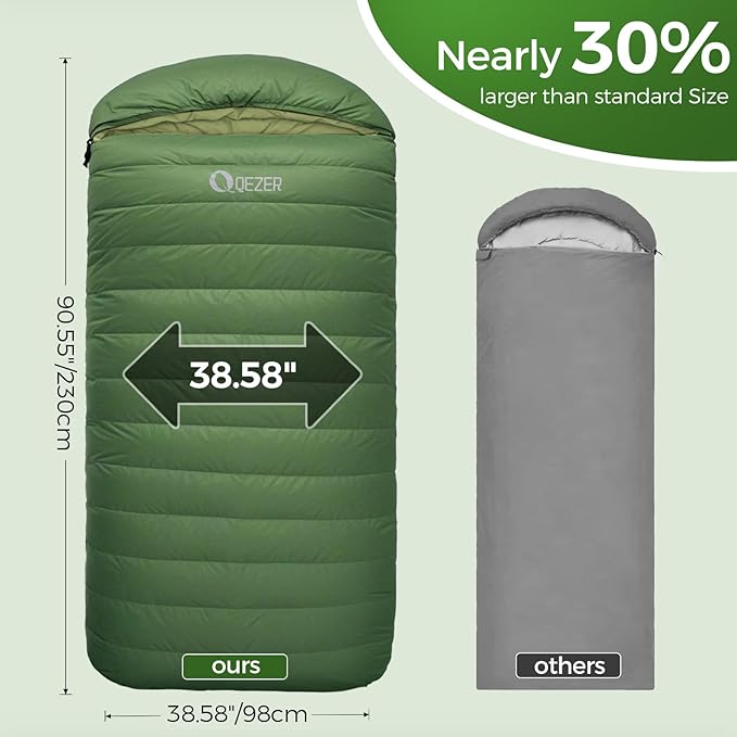 XL Sleeping Bag-600 Fill Power Down Sleeping Bag for Adults Ultralight Ideal for Backpacking Camping Hiking
