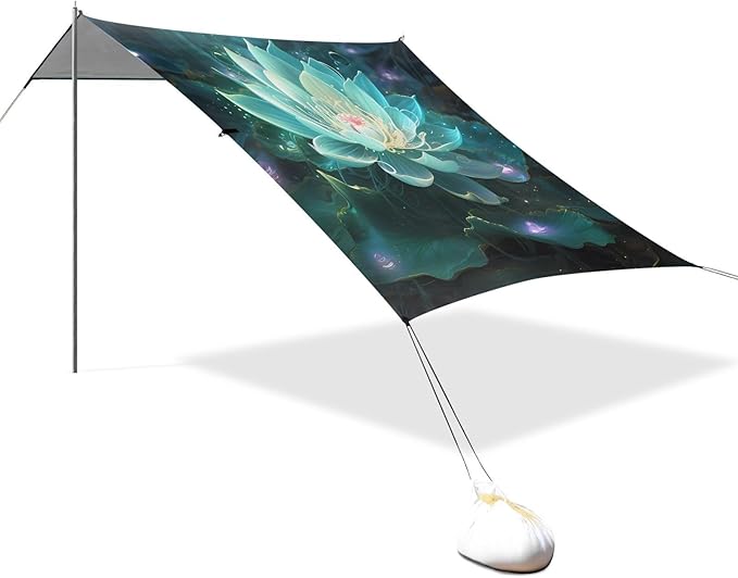 Beach Tent Sun Shelter Glowing Lotus Lightweight &amp Easy Setup Beach Shade Canopy for Camping Fishing