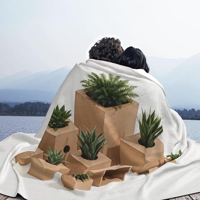 ardboard Boxes 50x40 Printed Soft Fleece Blanket for Sofa Bed and Camping - Cozy Blanket for Travel Picnics Nighttime Use