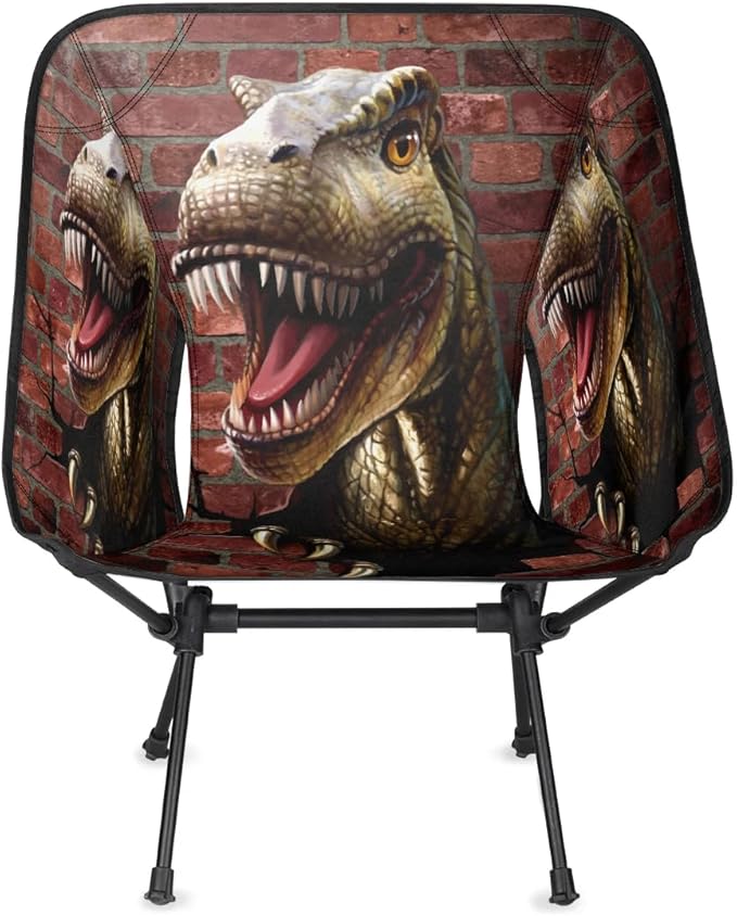 3D Dinosaur Camping Chair Lightweight Portable Folding Camp Chairs for Adults Easy Installation for Camping Fishing Hiking Picnic Travel Festival Supports 176lbs