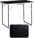 Portable Camping Table with Carrying HandleOutdoor Folding TableFolding Dining Tablefor Camping and Party (Black 2.3ft)