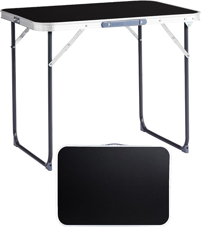 Portable Camping Table with Carrying HandleOutdoor Folding TableFolding Dining Tablefor Camping and Party (Black 2.3ft)
