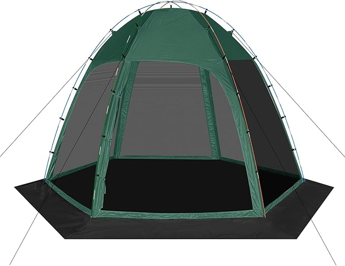 Screen Tent with Removable Floor Siebwin 11.8FT x11.8FT Six-Sided Gazebos with Mosquito Netting Sunproof Outdoor Canopy Tent for 6-8 People Family Backyard Party Outside Activities Green