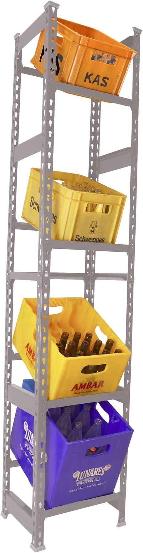 Simon Rack Drinks Crate Rack for 8 Crates 2000 x 800 x 300 mm Grey Freestanding Metal Shelf for Water Crates Beer Crates or Drinks Crates for Kitchen Garage or Cellar