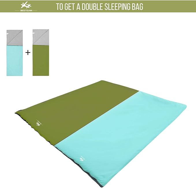 Warm Weather Sleeping Bag - Portable Waterproof Compact Lightweight Packable for Kids Teens Adults Camping Backpacking Hiking Spring Summer Fall