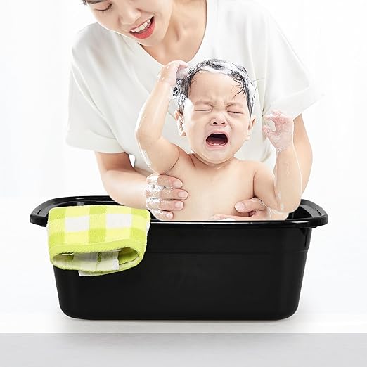 Sadstory 16 Quart Plastic Wash Tub Rectangular Dishpan Black 4 Packs
