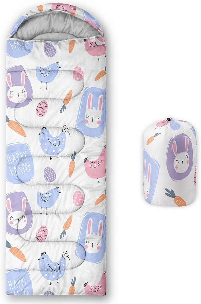 Kids Sleeping Bag for Boys GirlsCute Puppy Print-Lightweight Warm Portable Outdoor Indoor-Waterproof Cold Weather Resistant Sleeping Bag for Camping Hiking