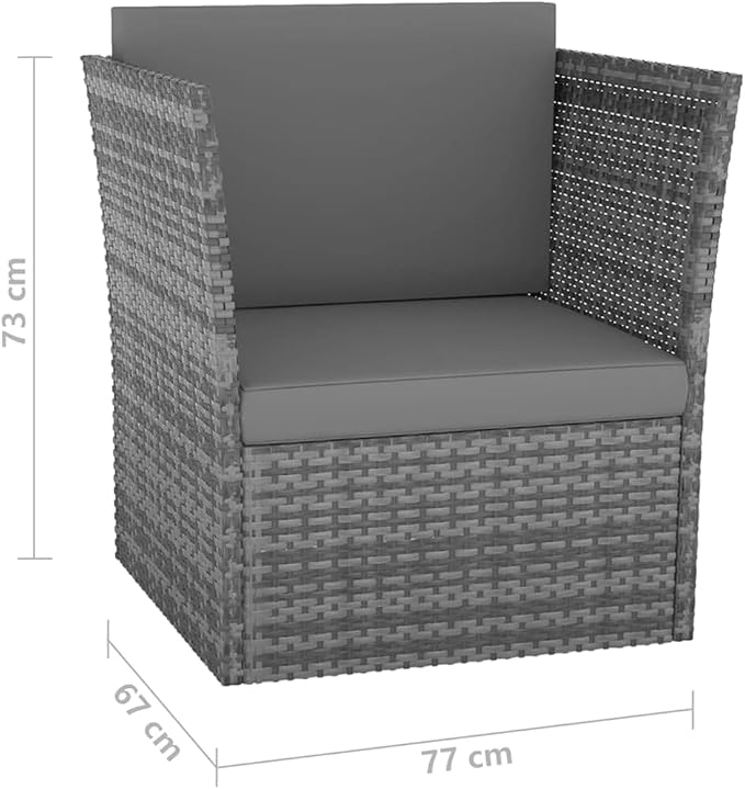 Outdoor Patio Chair with Footstool Poly Rattan Anthracite Lounge Chair with Cushions Durable Powder-Coated Steel Comfortable Outdoor Furniture for Garden Patio