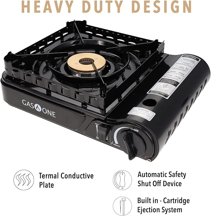 GasOne 15000 BTU Propane or Butane Stove Dual Fuel Stove Portable Camping Stove - Patented - with Carrying Case Great for Emergency Preparedness Kit