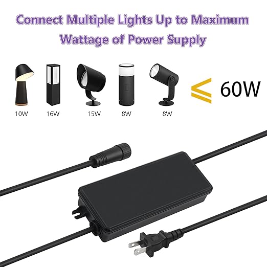 for Philips Hue Outdoor Lights Strip Power Supply 24V 60W Single Connector Power Adapter for Lily Spot/XL Spot Calla Pathway Impress Pedestal Impress Wall Lights Low Voltage Lighting