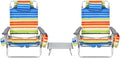 S AFSTAR Folding Beach Chair Set 2 Pack Folding Chair and Aluminum Small Table 5-Position Adjustable Camping Chairs with Ice Bag Comfort Pillow 3 PCS Backpack Recline Beach Chairs (Color Strip)