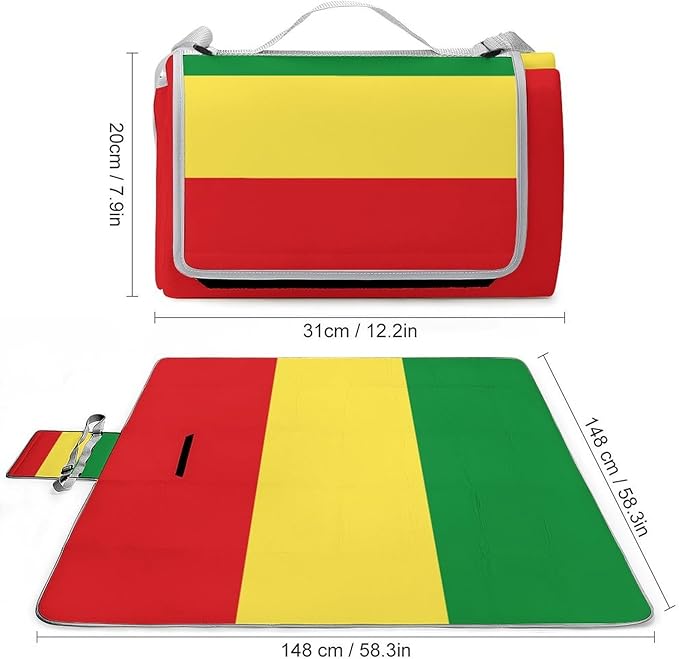 Jamaican Lion of Judah Rasta Lion King Waterproof Outdoor Picnic Blanket Sandproof Beach Mat for Camping Hiking Grass Travelling