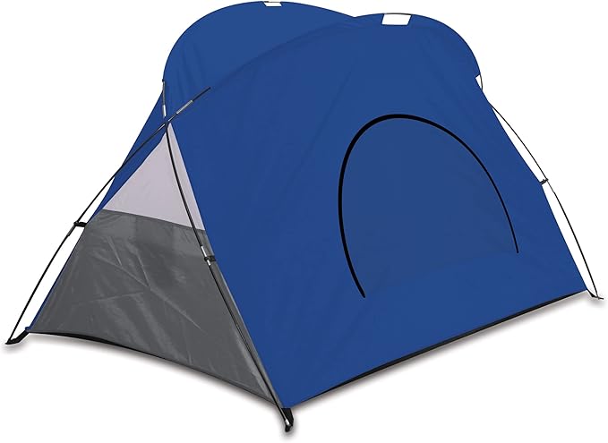 PICNIC TIME Cove Portable Beach Tent Fully-Assembled Pop Up Tent Beach Shade and Sun Shelter Instant Outdoor Shade with Carrying Bag and UPF50+ UV Protection (Blue with Gray Accents)