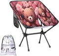 Bear Print Pattern Camping Chair Lightweight Portable Chairs for Adults Easy Installation Outdoor Foldable Camping Chair for Camping Fishing Hiking Picnic Beach