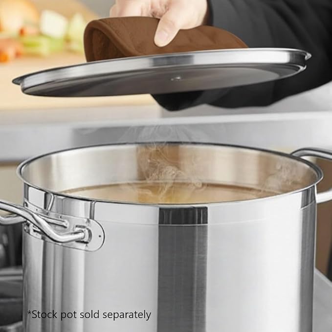 TrueCraftware- 12 qt. Stainless Steel Stock Pot Lid 11-5/8 Diameter x 1/2 Thickness- Heavy Duty Stock Pot Cover Stew Simmering Pot Soup Pot Lid for Soup Pasta Vegetable Oven Safe &amp NSF Certified