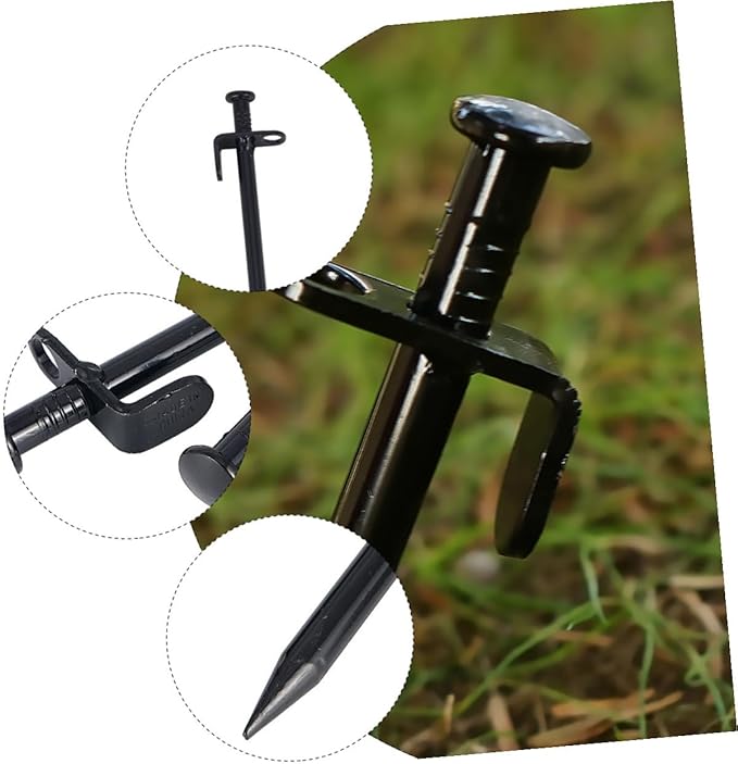 Steel Tent Stakes 30cm Heavy Duty Tent Pegs 4pcs Outdoor Camping Hiking Accessories for Snow and Hard Ground
