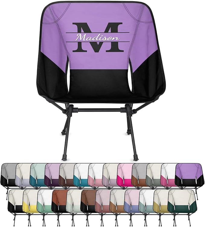 Personalized Camping Chair Portable Backpacking Chair Custom Folding Camp Chairs with Name Initials Customized Lightweight Compact Outdoor Chairs