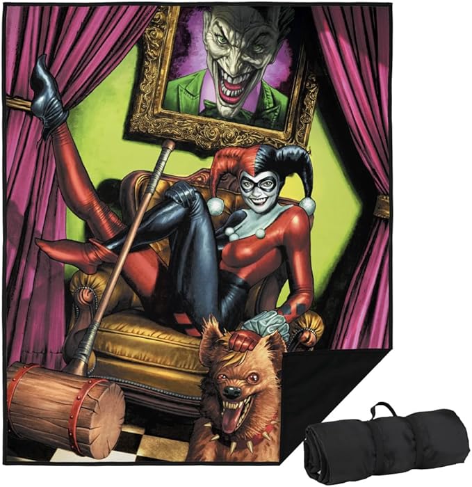 LOGOVISION Batman Harley Quinn Joker Portrait Outdoor Blanket for Picnic Beach Camping Park Tailgate 50x60
