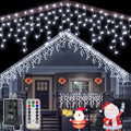 Ollny Icicle Lights for Outside 504LED 41FT Cool White Christmas Light with Remote 8Modes Timers Waterproof Plug in Connectable Hanging Lights for Outdoor Indoor House Roof Holiday