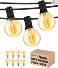 DAMAING Outdoor String Lights 400FT Patio Lights with 208 shatterproof G40 dimmable Globe LED Bulb Waterproof connectable Outdoor Lighting for Backyard Porch Balcony gazobo 4-Pack 100FTBlack